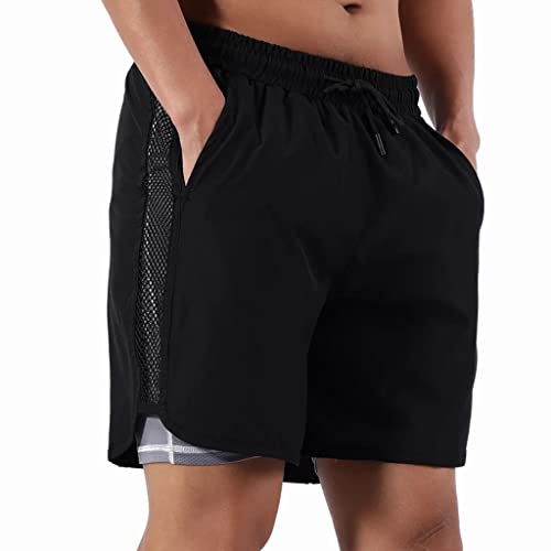 Short de running homme 2 en 1 respirant pour entraînement de fitness et jogging