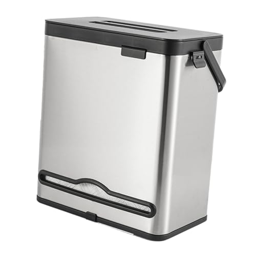 VICASKY Pattumiera da Appendere in Acciaio con Coperchio e Porta Integrato Contenitore Multiuso per Cucina e Bagno Design Sospeso e Resistente