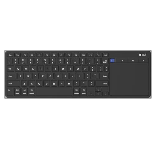 CZUR Rechargeable Bluetooth Keyboard with Touchpad, Wireless Ultra Slim Keyboard with Trackpad for Mac/Windows, Portable Computer Keyboard for PC/Laptop/Tablet/Phone/Smart TV