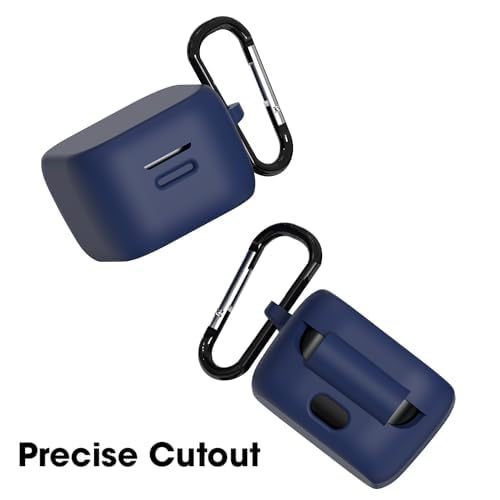 Image of Sounce Earphone Case Cover Compatible for Boat Airdopes Fuel, Soft Silicone Skin Case Cover Shock-Absorbing Protective Case with Keychain [Front LED Visible](Blue)