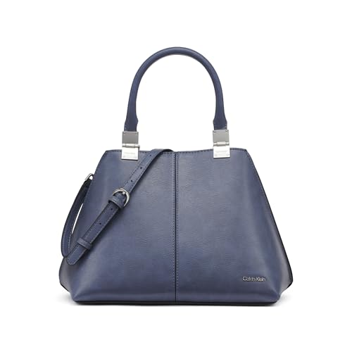 Calvin Klein Women's Granite Geometric Satchel – 2 in 1, Folkstone Grey, One Size