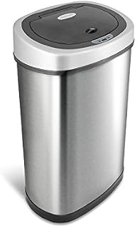 NINESTARS DZT-50-9 Automatic Touchless Infrared Motion Sensor Trash Can, 13 Gal 50L, Stainless