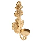 ibasenice Wandkerzenhalter Gold im europäischen Stil, Vintage Metall Wandleuchter für Stabkerzen, Retro Wanddeko für Wohnzimmer, Schlafzimmer & Hochzeit, Eleganter Kerzenhalter aus Eisen, 1 Stück