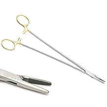 12 Inch TC Mayo Hegar Needle Holder Driver with Tungsten Carbide Inserts and Gold Rings Premium Grade Instrument