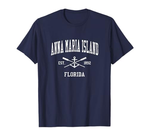 Anna Maria Island FL Vintage Crossed Oars & Boat Anchor Spor T-Shirt