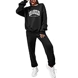 Longra Damen Jogginganzug Freizeitanzug Sportanzüge Pullover Sportliche Hose 2 Stück Trainingsanzug Damen Mode Print Sportbekleidung Set Sport Yoga Outfit Tracksuit Set Sweatshirt & Jogginghose