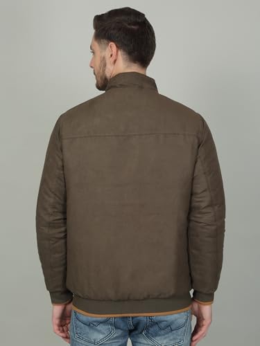 Image of Cantabil Solid Beige Full Sleeves Mock Neck Regular Fit Men's Casual Reversible Jacket | Casual Winter Jackets for Men | Mens Jackets for Winter Wear (P MJKT00239)
