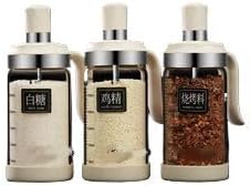 调料罐 Stylish Simple Condiment Canisters Pots Set,勺盖一体盐味精调料盒家用厨房轻奢调味料瓶玻璃盐罐调味罐 Household Cleaning，Kitchen Storage Essentials