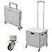 The Fellie 45L Foldable Shopping Trolley with 4 Rotate Wheels, Storage Boot Cart with Adjustable Telescopic Aluminium Handle, Portable Crate Handcart with Lid Grocery Trolley for Camping(30KG, Grey)