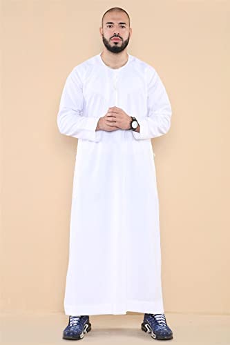 Mens Thobe Jubba Islamic Clothing Muslim Kaftan Emirati Omani Robe Arab Tassel2
