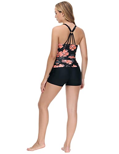 Maternity 2 Piece Athletic Bathing Suits With Tank Top With Boyshorts Black L #TOP1
