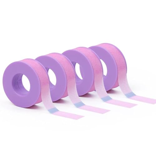 LZM Lash Tape for Eyelash Extensions Eyelash Tape Silicone Gel Eyelash Extension Tape for Sensitive Skin Pain-Free Removal Lash Extensions Tape(0.5in x 4yd 4Rolls Purple)