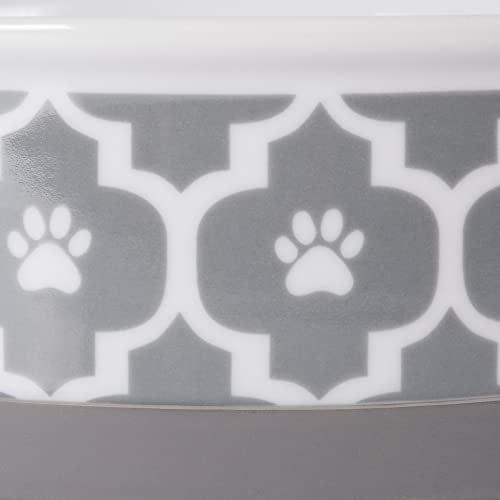 Bone Dry Lattice Collection Pet Bowl & Canister, Small Round - 4.25 x 4.25 x 2", Gray, 2 Piece, Small Set, 4.25x2" - Image 2