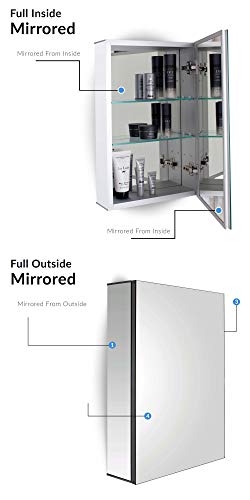 Bathroom Medicine Cabinet, Aluminum, Recessed/Surface Mount, 24" X 24", Right/Left Hinged, Mirrored Interior #TOP5
