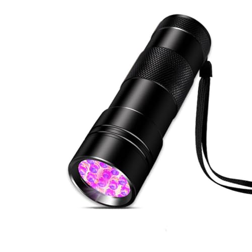 12 LED紫色光、懐中電灯UV紫外線、小さな懐中電灯、ポータブル、小型、電池なし、紫外線ブラックライト、隠れた汚れ防止