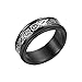 Bague Noire, Anneau de Bandes Rotatives en Fibre de Dragon de 8 Mm Noir Taille 54