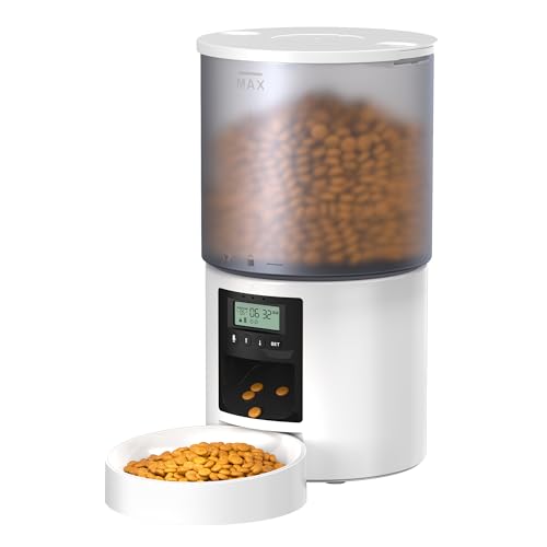 Image of POOEKEN Automatic Cat & Dog Feeder - Auto Food Dispenser with 1-6 Meals, Customized Feeding Schedule - 6L Capacity