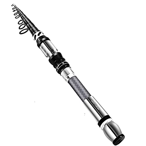 BNTTEAM New Portable Fishing Rod 99% Carbon Fiber with Fluorescent Rod Tip, Telescopic Super Hard Ultralight Fishing Pole for Travel Surf Saltwater Freshwater Bass Boat