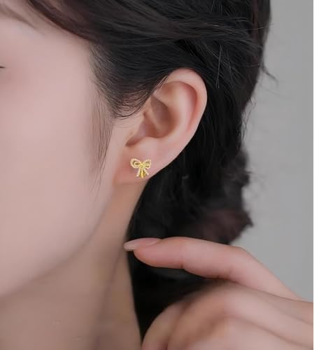 Aretes Clip On Lazo Dorado con Brillantes miniatura 4