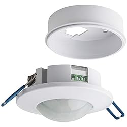Sensor De Movimiento Rokonet SEBSON 2X Detector de Movimiento Interior, Montaje Superficie y Empotrado en Techo, programable, Sensor de Infrarrojos, 8m / 360°, LED Adecuado