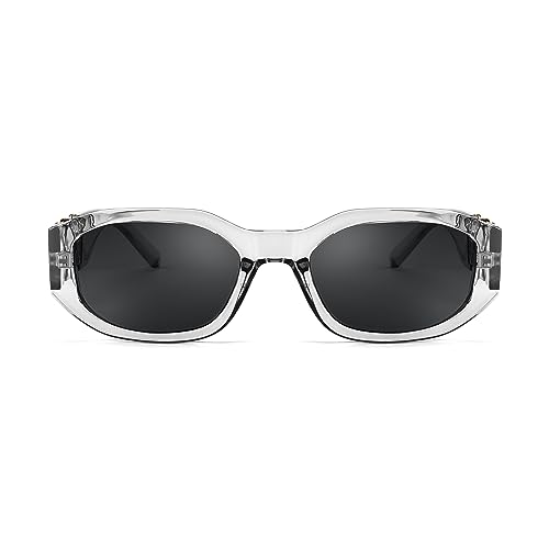 Image of FEISEDY Retro Trendy Rectangle Sunglasses Women Men Narrow Shades B2322 | |Vintage Shades |UV400 Protection |Blocks Glare |Women & Men |Comes With A Storage Case