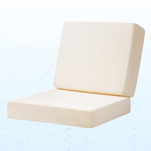 Image of Deep Seat Patio Cushions Set, 24x24 Inch Waterproof & Fade Resistant Outdoor Chair Cushions, Thick Padded Replacement Sofa Cushions for Garden Yard Furniture