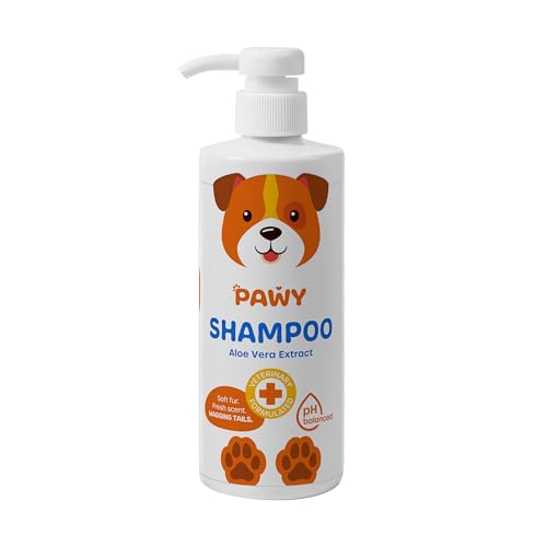 PAWY Dog Shampoo for Sensitive Skin & Dog Bath Use 6+ Weeks – Puppy Shampoo for Itchy Skin with Aloe Vera, pH Balanced Natural Grooming Wash for All Breeds, 500 ml