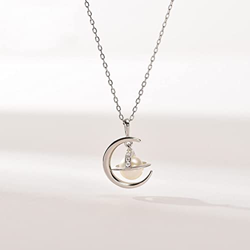 Collier pendentif perle d'eau douce S925 chaîne fine argent bijoux tendance - 5