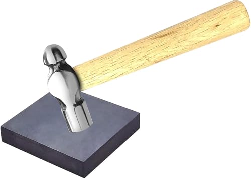 KHIRY Monili Mini Martello Testa di Ferro Palla Pein Martello Forte Manico in Legno con Blocco Panca in Gomma per La Produzione di Gioielli Fai da Te Artigianato