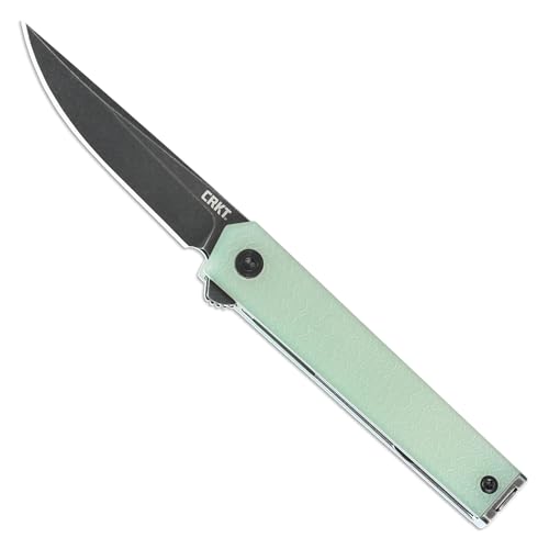 CRKT CEO Microflipper EDC Pocket Folding Knife with Liner Lock: 14C28N Steel Plain Single Edge Blade Natural G10 Handle Reversible Pocket Clip 7081JK