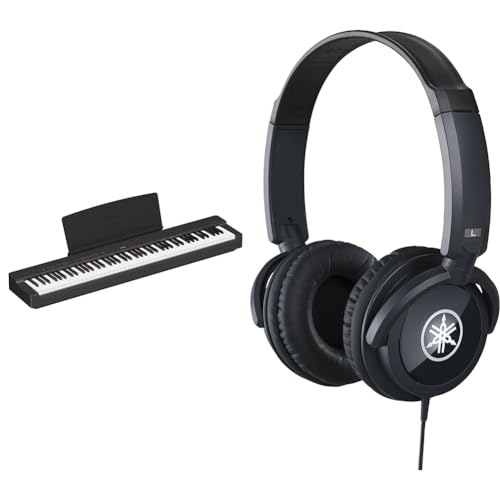 Yamaha P-225 Digital Piano & HPH-100B Kopfhörer, schwarz – Geschlossener On-Ear-Kopfhörer für einzigartigen Sound & dynamischen Klang – Ideal als Zubehör für Yamaha Keyboards und Digital Pianos