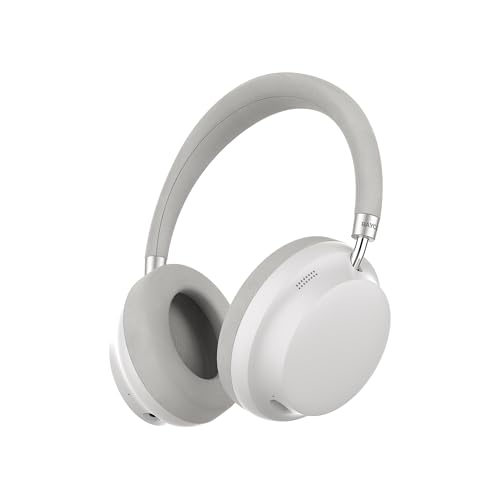 Image of Raycon Essential Bluetooth Headphones - Over The Ear, Active Noise Cancelling Wireless Headphones + Awareness Mode, Bluetooth Headset with Mic, 50 Hours of Battery Life (White)