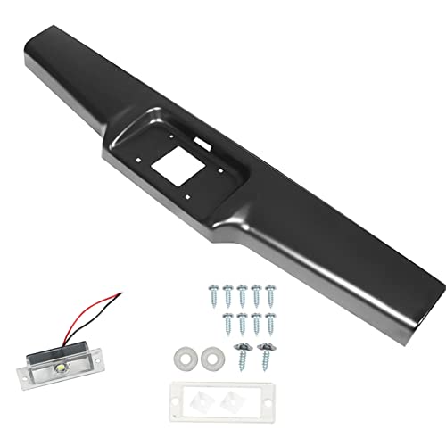 Seblaff Black Rear Bumper Steel Roll Pan With License Light Screws Replacement For 1982-1993 S10 S15 Sonoma Pickup #TOP3