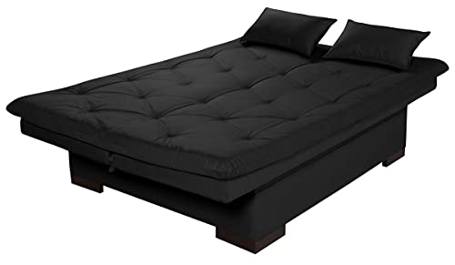 Sofá Cama Baú 3 Lugares Multiuso (Preto)