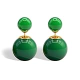 Pendientes de tuerca de jade para mujer, regalo para ella, doble cara, piedra verde, joyería mínima, uso diario para fiestas, Large, Piedra, Sin piedra preciosa