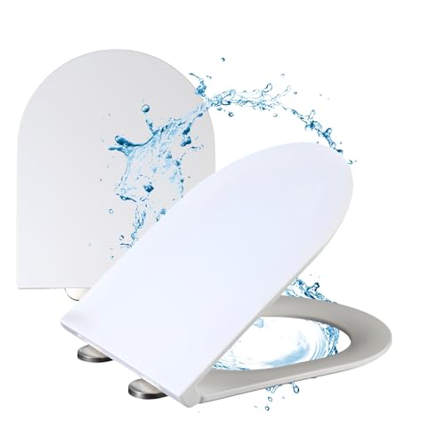 DIVID® Toilettendeckel, WC Sitz mit Absenkautomatik, Quick-Release Funktion, einfache Reinigung, Weiß, Toilettensitz mit verstellbaren Scharnieren, kunststoff (D-Form DIV-TD-003)