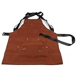 Zilimontt Schweißschürze aus Leder, hitzebeständig und flammhemmend, robuste Arbeitssicherheit mit verstärkten Nähten, verstellbarem Kreuzgurt und mehreren für Metallbearbeitung, (Brown)