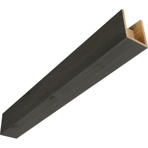 AmeriCraft Wood Smooth Beam, 3-Sided (U-Beam), 7 1/2"W x 7 1/2"H x 144"L, True Black Finish, Stain Grade Knotty Alder