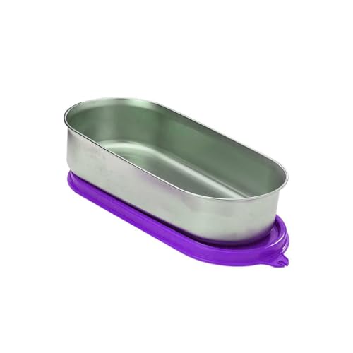 Image of Signoraware Flat Stainless Steel Oval Container | Airtight & Leakproof | Dishwasher safe | Best for School, Office, Picnics & Outdoor Activities | Great for Kids & Adults (650ml | Violet)