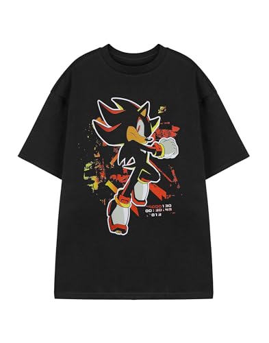 Sonic The Hedgehog Shadow Paint Mens Black Graphic Tee | Shadow Character Design Short Sleeve T-Shirt | Sonic Retro Video Game Apparel | Officially Licensed Merchandise Gift