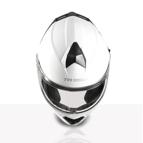 Image of TVS Racing SuperPose Smoked Dual Visor Flip Up Modular Helmet for Men and Women, ISI DOT Certified, ABS Shell, Quick Release Visor, Lightweight, Ventilated, Open Face to Full Face