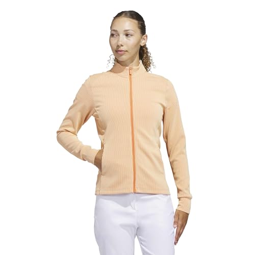 Image of adidas Women's PERFORMANCE TEXTURE FULL ZIP JACKET, dusky orange, X-Small