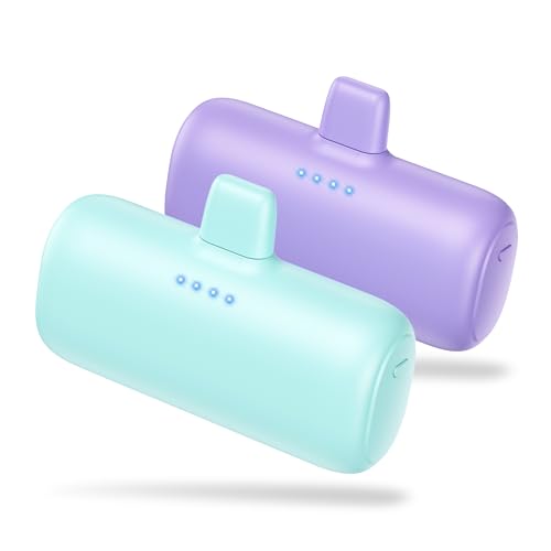 [2-Pack] Mini Portable Charger for iPhone,5200mAh Ultra Compact PD Fast Charging Power Bank,Plug-in Battery Pack Travel Cordless Phone Charger,Compatible with iPhone 14/14Pro/13/12/11/X/8/7/6plus etc