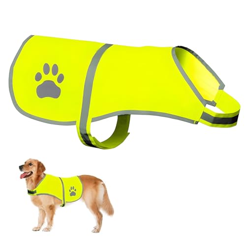 Reflektierende Sicherheitsweste für Hunde L, Weste Reflektierenden für Haustiere Verstellbar, Warnweste Hund Pflegeleicht, Dog Light Up Vest mit Pfotenabdruck und Klettverschluss