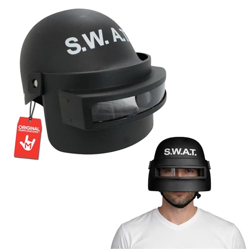 Nicky Bigs Novelties Morph Adult Black S.W.A.T. Team Costume Helmet With Folding Face Mask Visor Black Costume Accessory