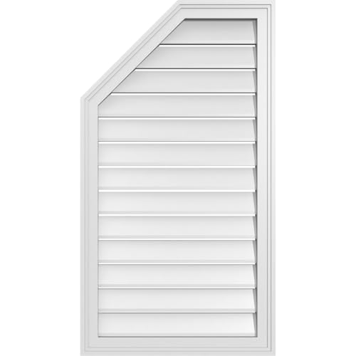 Ekena Millwork GVPOL22X4002SF Octagonal Surface Mount PVC Gable Vent, 22"W x 40"H, Factory Primed White