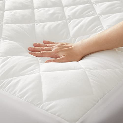 Amazon Basics Hypoallergenic Quilted Mattress Topper Pad Cover - 18 Inch Deep, Twin Xl, White #TOP1