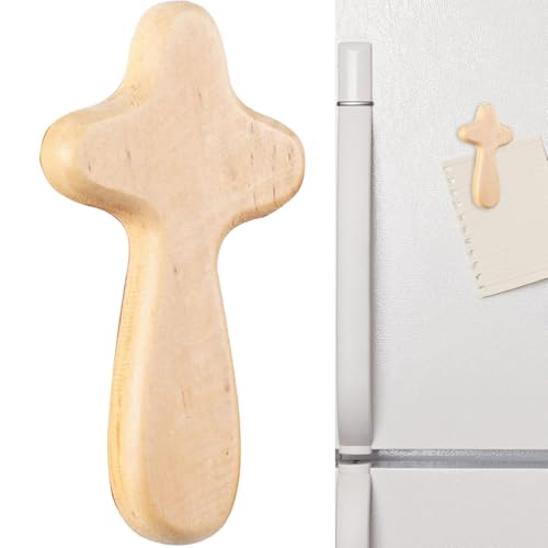 Imán decorativo en madera con cruz blanca miniatura 1