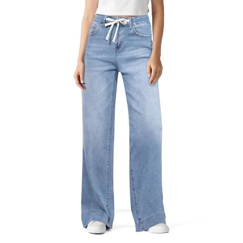Drawstring Wide Leg Jeans Woman High Waisted Baggy Boyfriend Trouser Jeans Casual Denim Palazzo Pants with Pockets3