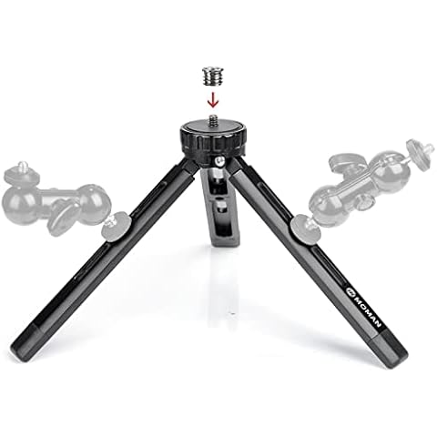 Mini Stativ, Moman Klein Dreibein Tischstativ Tripod Kamerastativ Ständer aus Aluminium mit 1/4 und 3/8 Schraube, Max. 5kg Belastung für GoPro Smartphone DSLR Cover